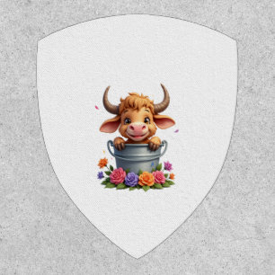 Cute Baby Highland Cow With flowers Calf Animal co Patch