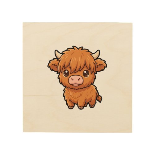 Cute Baby Highland Cow Wood Wall Art