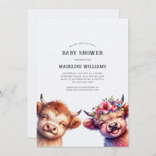 Cute Baby Highland Cows Baby Shower Invitation