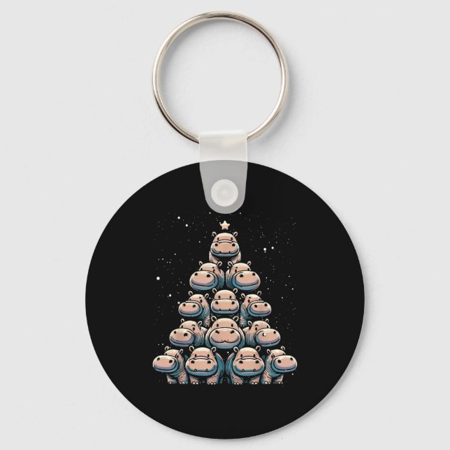 Cute Baby Hip Christmas Tree Hiptamus Christmas  Keychain (Front)