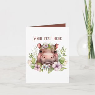 Cute baby hippo add text any purpose card