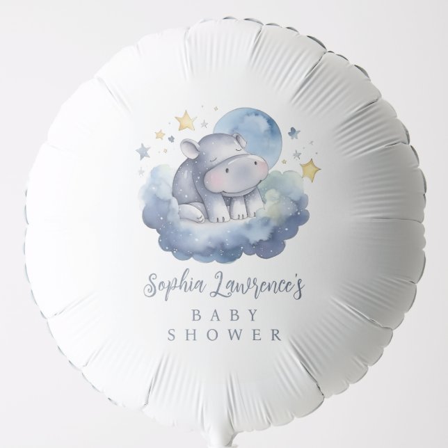 Cute Baby Hippo Baby Shower Balloon (Front)