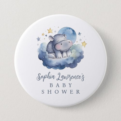 Cute Baby Hippo Baby Shower Button