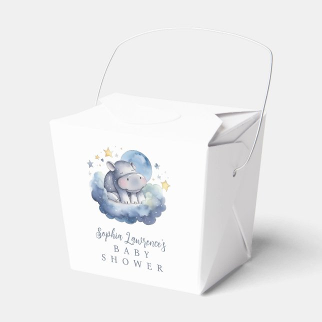 Cute Baby Hippo Baby Shower Favor Boxes (Front Side)