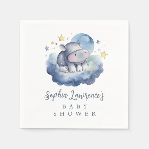 Cute Baby Hippo Baby Shower Napkins