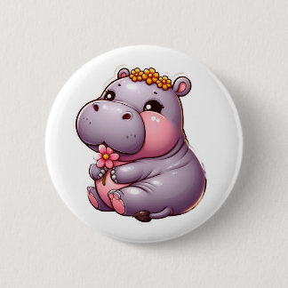 Cute Baby Hippo Button