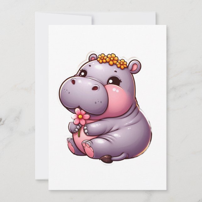 Cute Baby Hippo Card (Front)