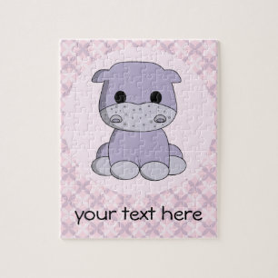 Cute baby hippo cartoon custom kids puzzle