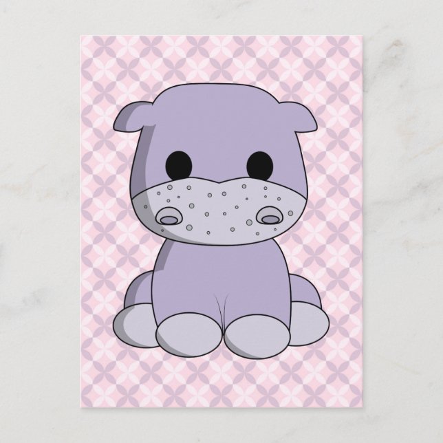 Cute baby hippo cartoon kids postcard (Front)