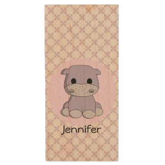 Cute baby hippo cartoon name kids usb flash drive