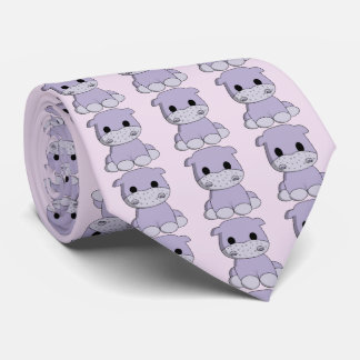Cute baby hippo cartoon neck tie