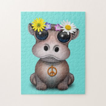 Cute Baby Hippo Hippie Jigsaw Puzzle by crazycreatures at Zazzle