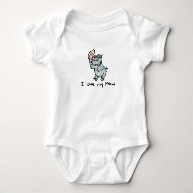 Cute Baby Hippo I Love my Mimi Bodysuit (Front)