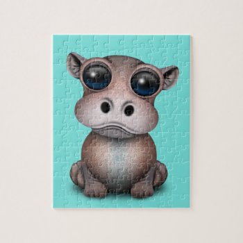 Cute Baby Hippo Jigsaw Puzzle by crazycreatures at Zazzle