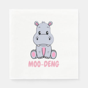 Cute Baby Hippo Moo Deng Bouncy Pig in Thai Hippop Napkins