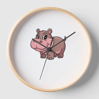 Cute Baby Hippo Moo Deng Long Sleeve T-Shirt Clock