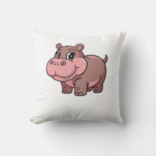 Cute Baby Hippo Moo Deng Long Sleeve T-Shirt Throw Pillow