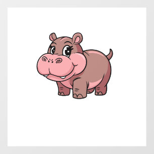 Cute Baby Hippo Moo Deng Long Sleeve T-Shirt Wall Decal