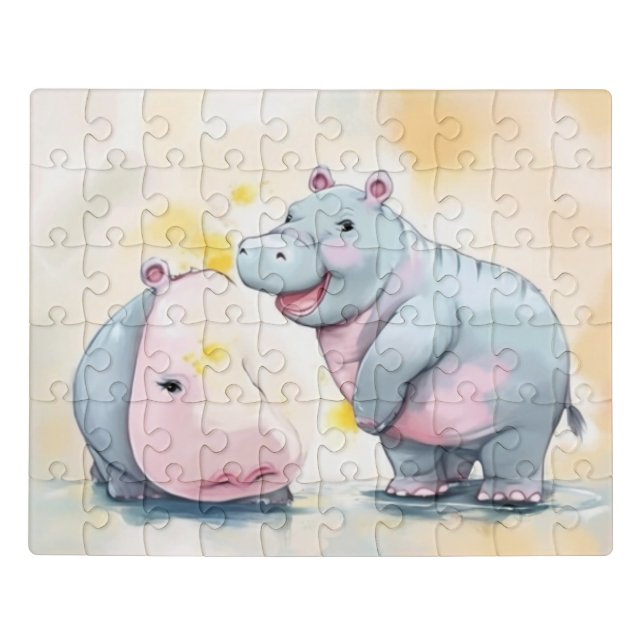 Cute baby hippo Puzzle (Puzzle Horizontal)