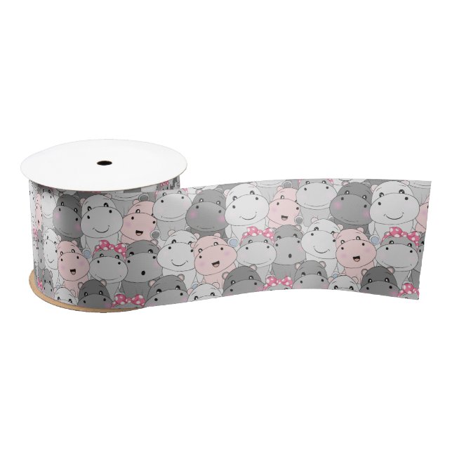 Cute Baby Hippo Ribbon (Spool)