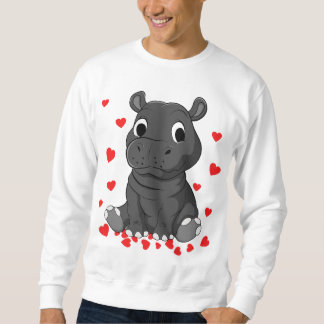 cute baby hippopotamus valentines day hippo love sweatshirt