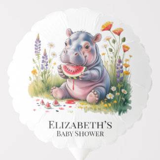 Cute Baby Hippopotamus Watermelon Baby Shower Balloon
