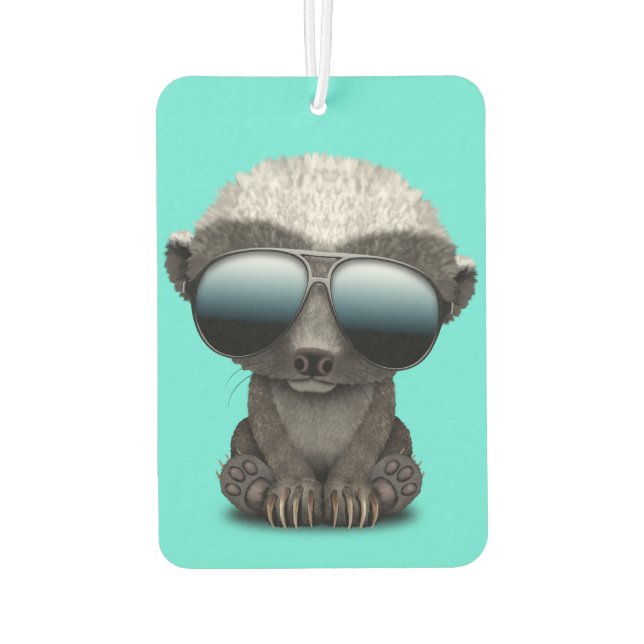 Cute Baby Honey Badger Wearing Sunglasses Air Freshener (Back)