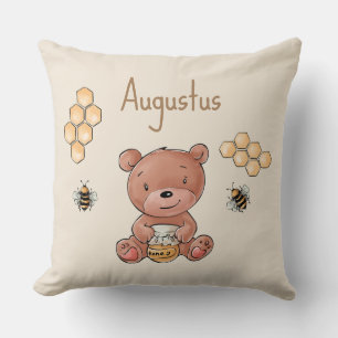 Cute Baby Honey Bear Cub Throw Pillow
