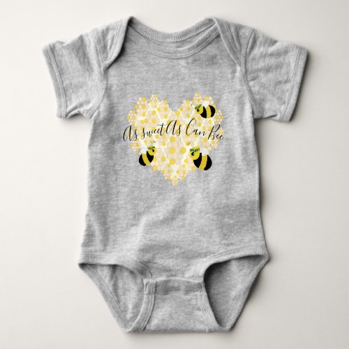 Cute Baby Honey Bee Honeycomb Heart with Name Baby Baby Bodysuit