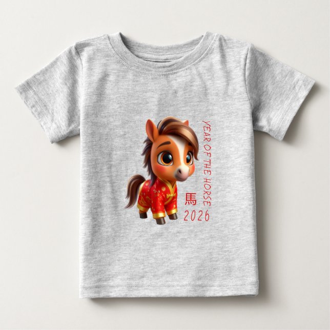 Cute Baby Horse Chinese New Year 2026 Baby T T-Shirt (Front)