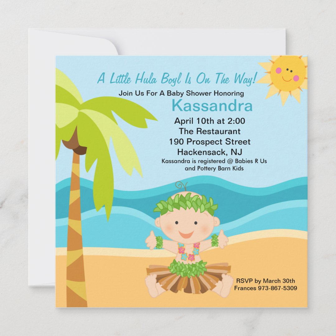 Cute Baby Hula Boy Baby Shower Invitation Zazzle