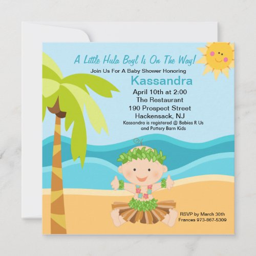 Cute Baby Hula Boy  Baby Shower Invitation