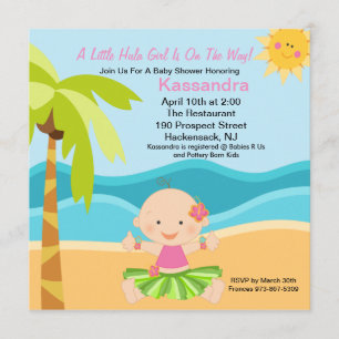 Cute Baby Hula Girl  Baby Shower Invitation