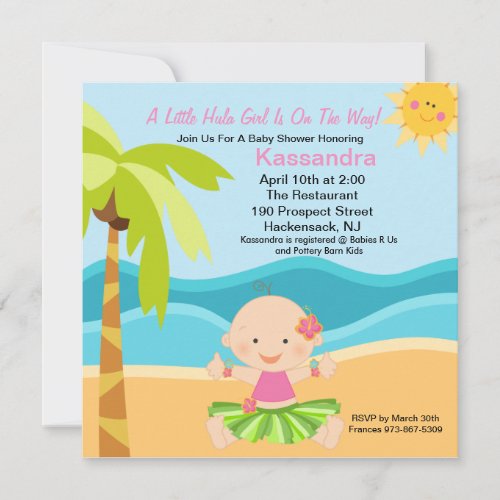 Cute Baby Hula Girl  Baby Shower Invitation