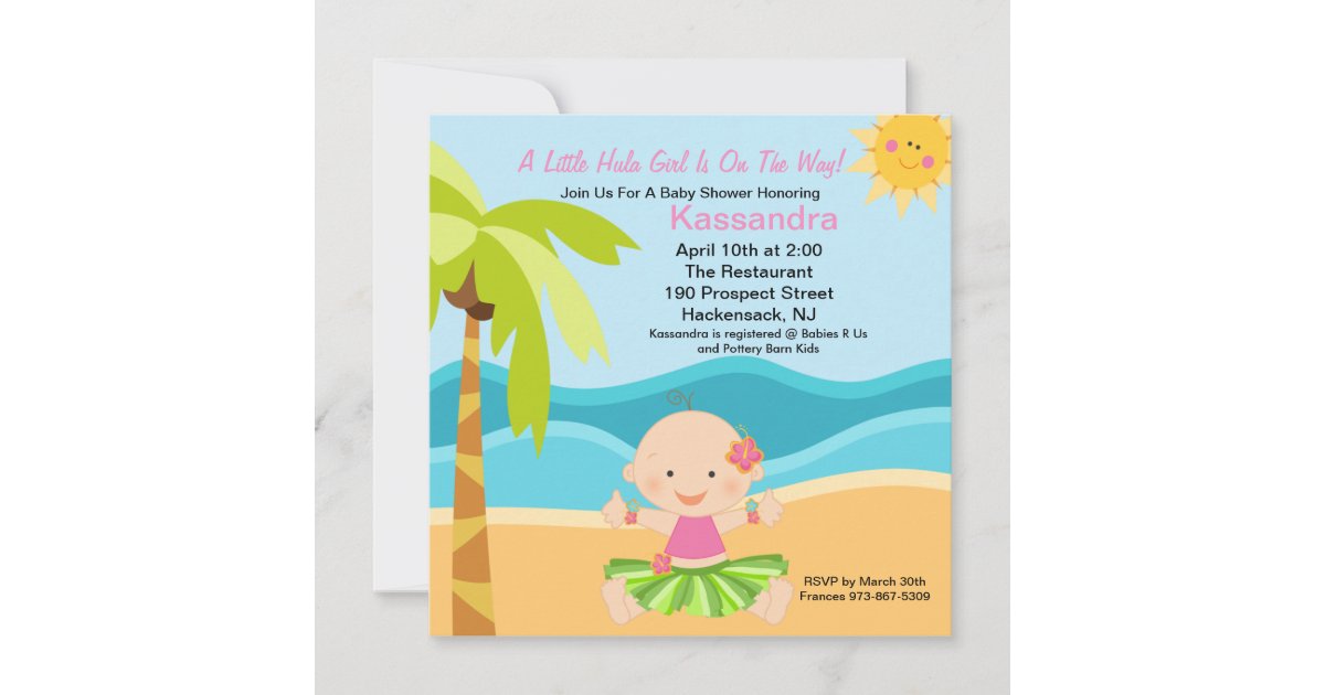 Cute Baby Hula Girl Baby Shower Invitation Zazzle