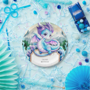 Cute Baby Ice Dragon Birthday Paper Plates