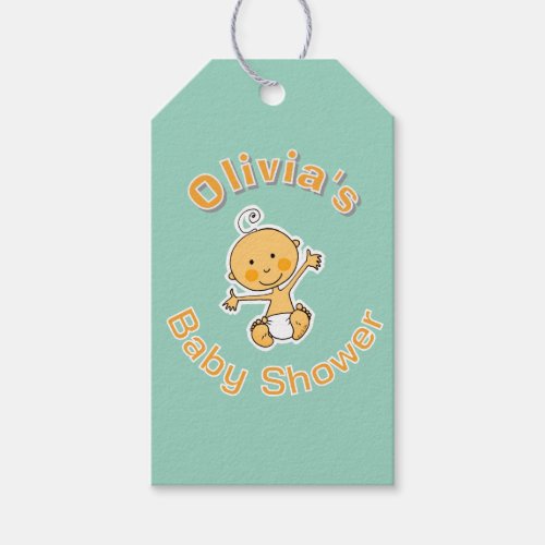 Cute Baby Illustration Personalized Baby Shower Gift Tags