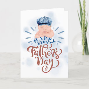 Cute Baby in a Blue Cap FIRST Father's Day Holiday Card
