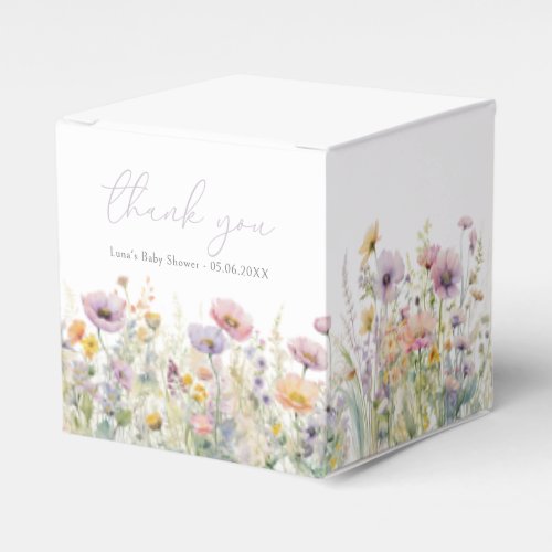 Cute Baby In Bloom Floral Wildflower Baby Shower Favor Boxes