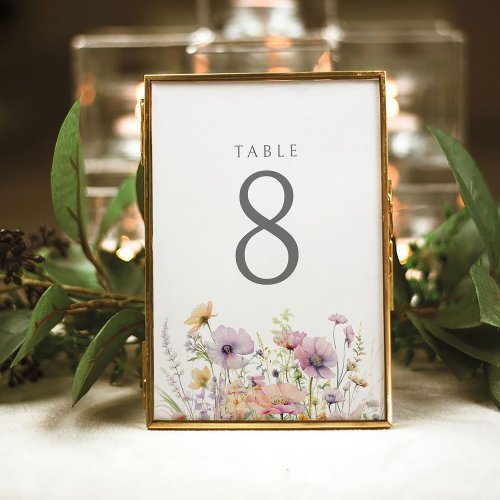 Cute Baby In Bloom Floral Wildflower Baby Shower Table Number