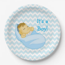 Cute Baby in Blue, "It's a Boy" Baby Shower Plate