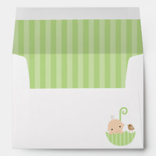 Cute Baby in Green Umbrella Envelope