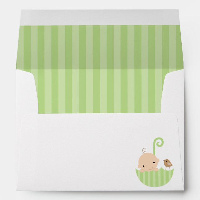 Cute Baby in Green Umbrella Envelope (Back (Bottom))
