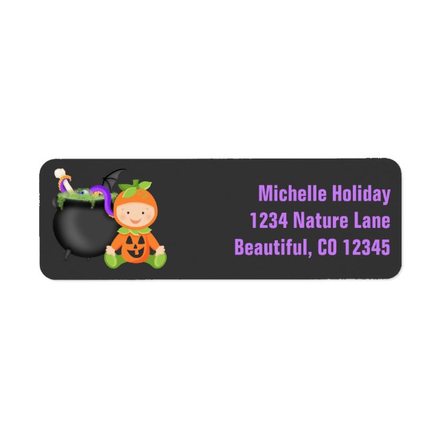 Cute Baby in Pumpkin Costume Halloween Address Label (Front)