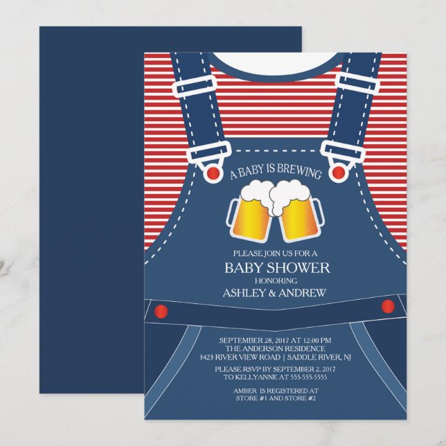 Cute  BABY IS BREWING Baby Shower Invitation (Front/Back)
