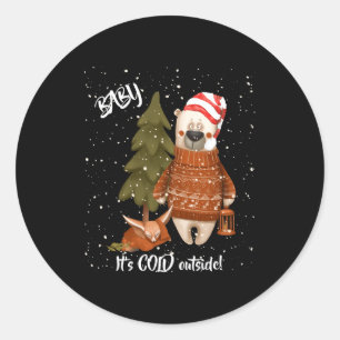 Cute Baby Its Cold Outside Bear And Fox T Shirt Classic Round Sticker