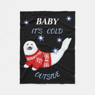 Cute Baby Its Cold Outside Winter Seal T Shirt  Fleece Blanket