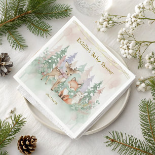 Cute Baby It's Cold Outside Winter Woodland Napkins