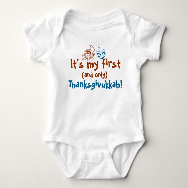 Cute Baby It's my first and only Thanksgivukkah Baby Bodysuit (Front)