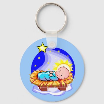 Cute Baby Jesus And Star Keychain by santasgrotto at Zazzle